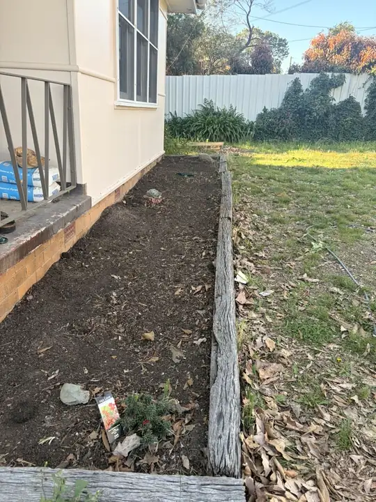 After: garden bed cleared back to fresh soil